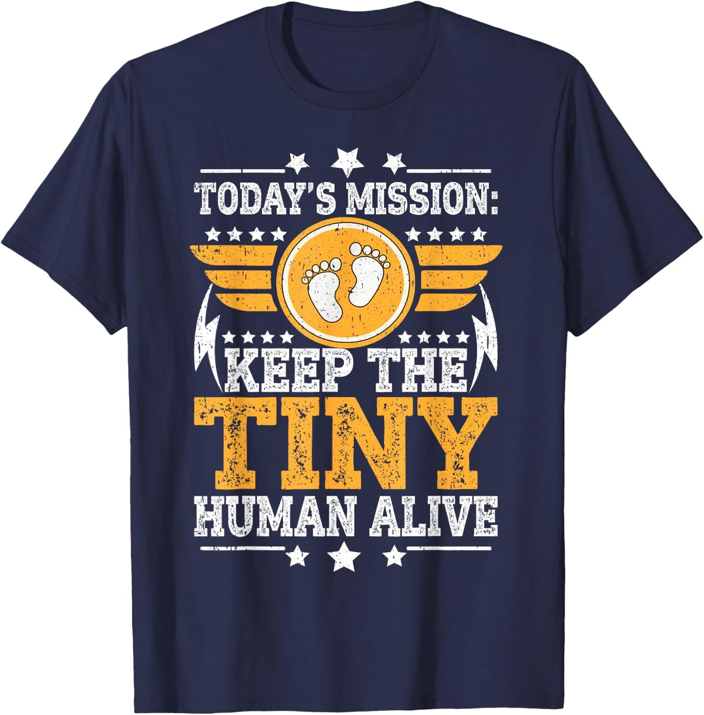 Dad Est 2026 Keep Tiny Human Alive First Time Father Day T-Shirt - T-Shirt | Navy