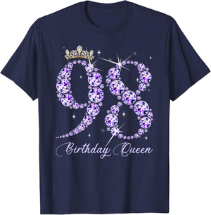98 Year Old Its My 98th Birthday Queen Diamond Heels Crown T-Shirt - T-Shirt | Navy