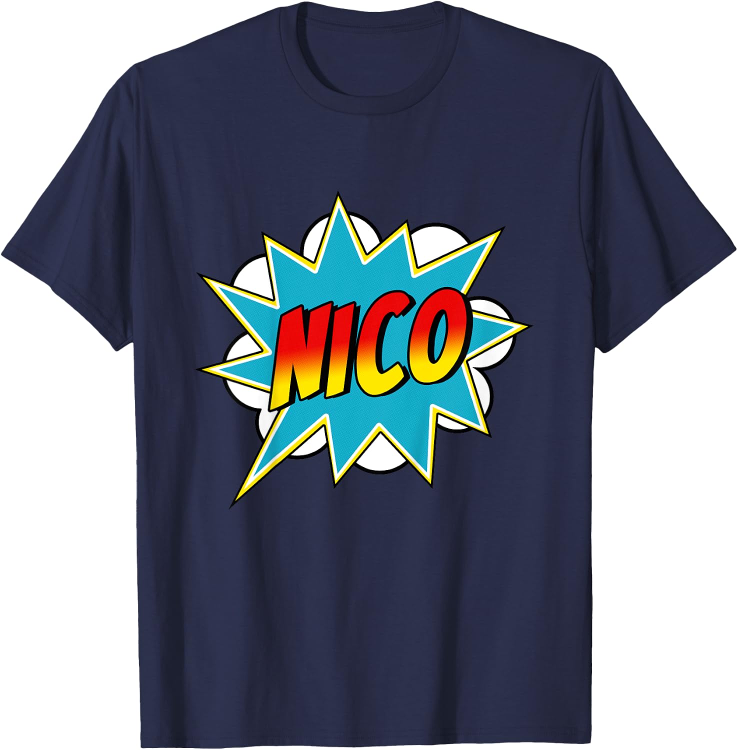 Kids Boys Nico Name Comic Book Superhero T-Shirt - T-Shirt | Navy