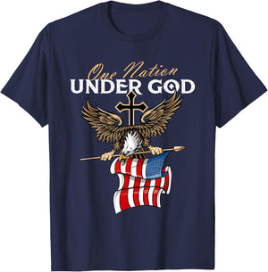 Patriotic Bald Eagle - USA American Flag 4th of July Fourth T-Shirt - T-Shirt | Navy
