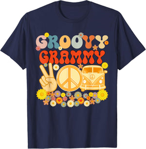 Groovy Grammy Retro Matching Family Baby Shower Mother's Day T-Shirt - T-Shirt | Navy