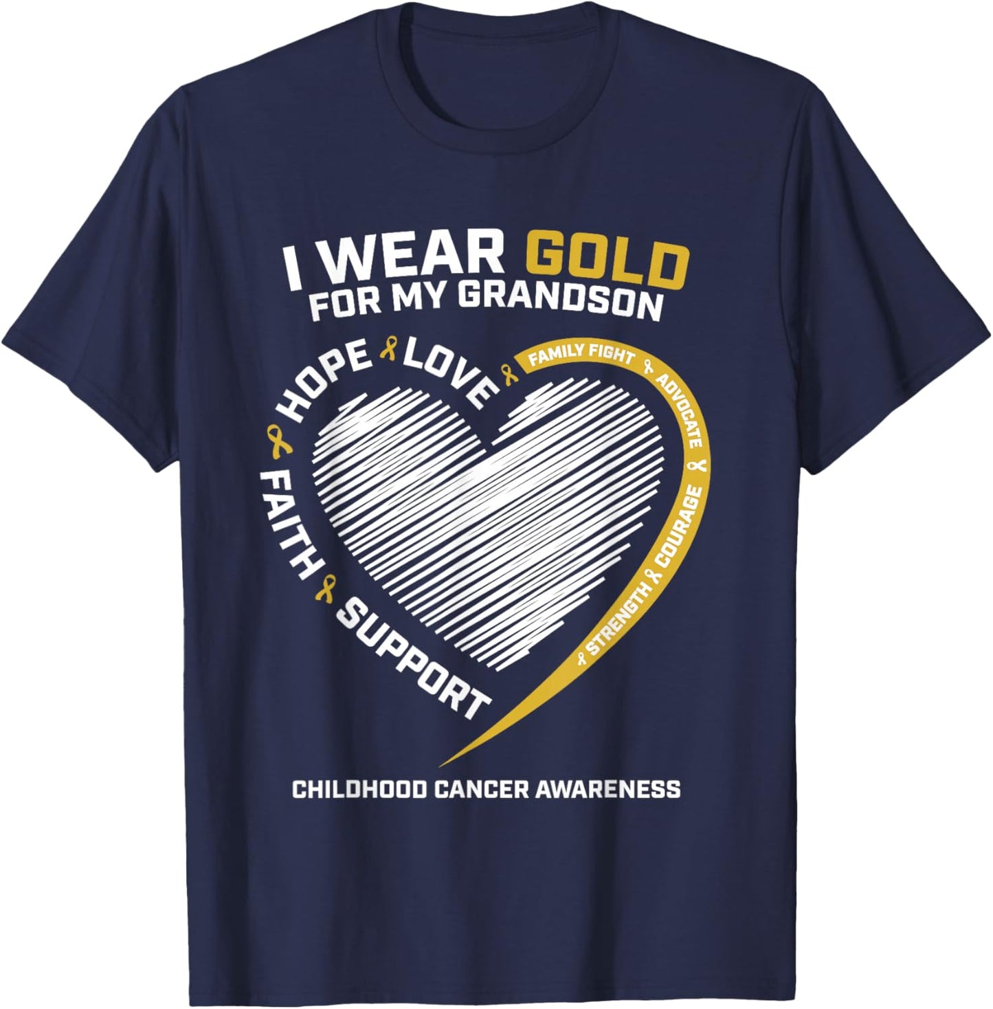 Women I Wear Gold For My Grandson Childhood Cancer Awareness T-Shirt - T-Shirt | Navy