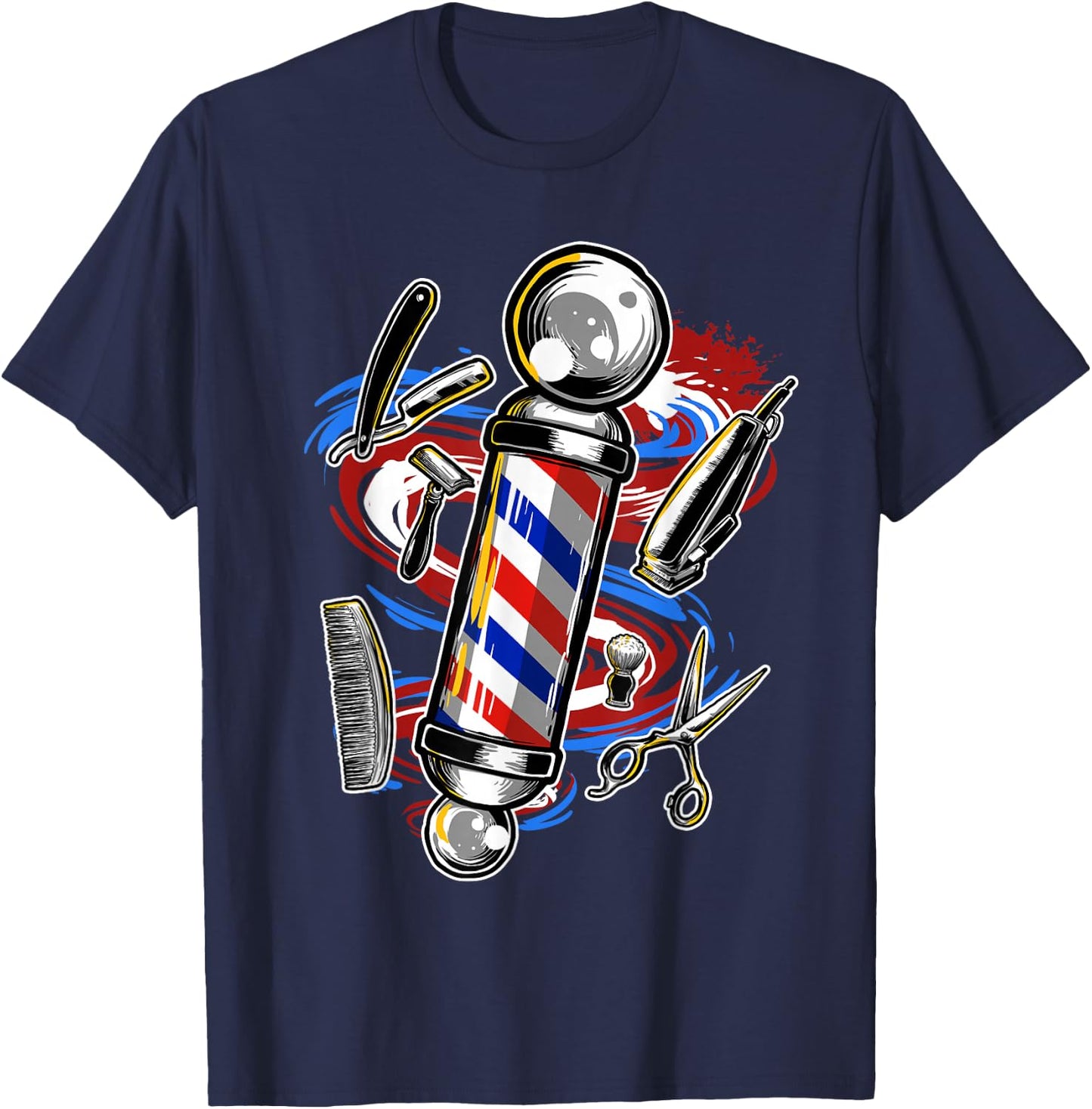 Barber Barbershop Hairstylist Hair Style Haircut T-Shirt - T-Shirt | Navy
