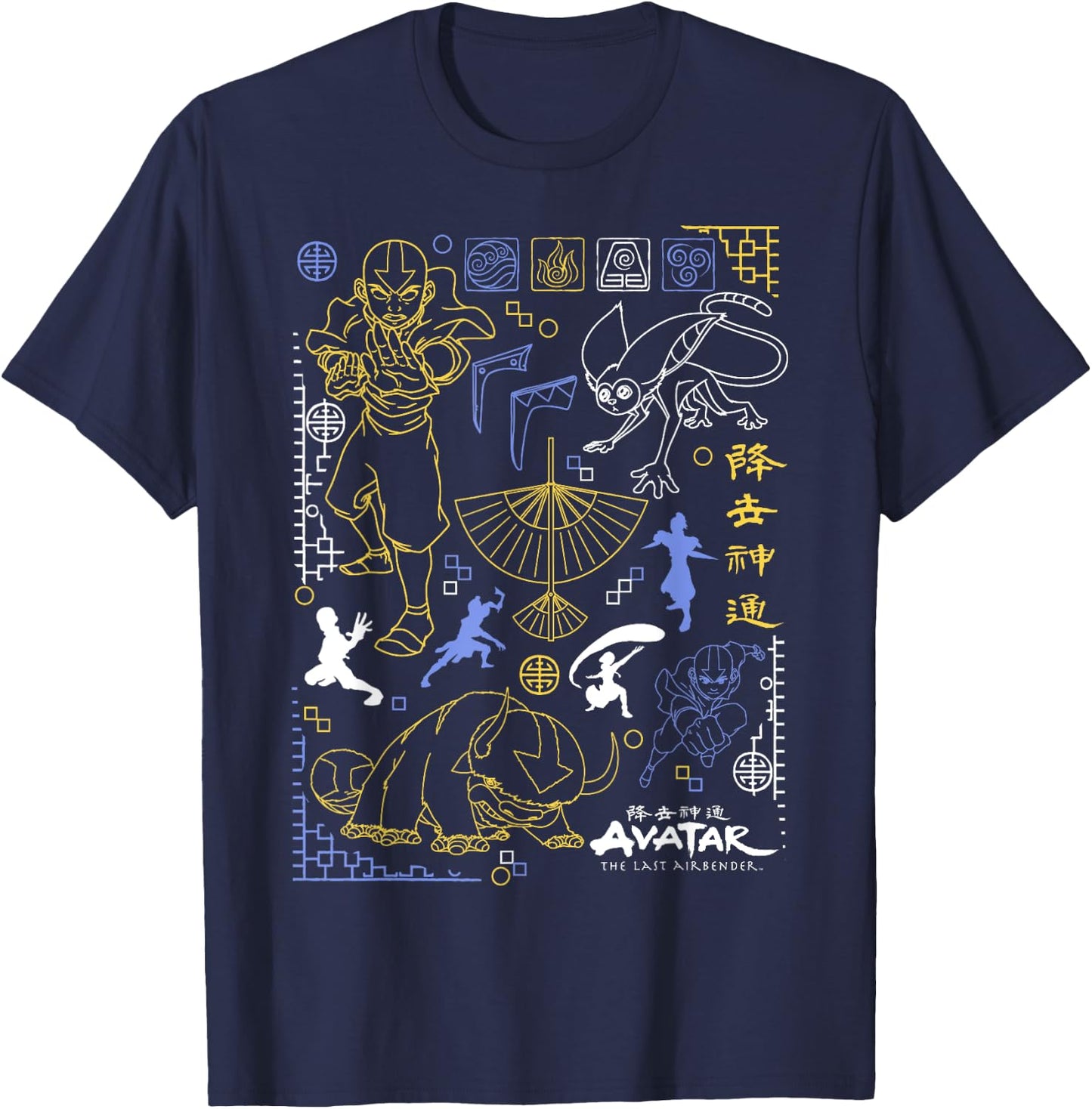 Avatar: The Last Airbender Character Line Art T-Shirt - T-Shirt | Navy