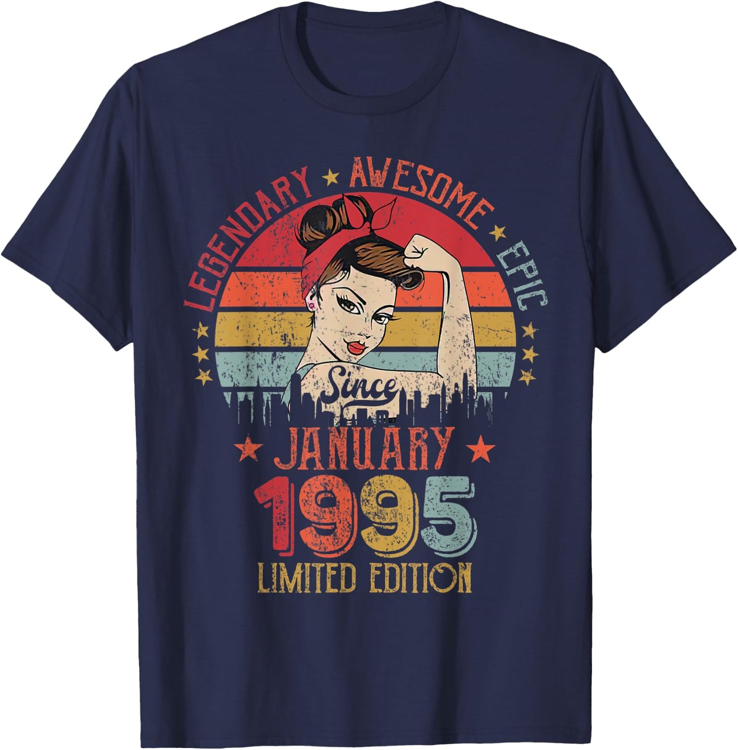 Legendary Awesome Epic Limited Edition Since January 1995 T-Shirt - T-Shirt | Navy
