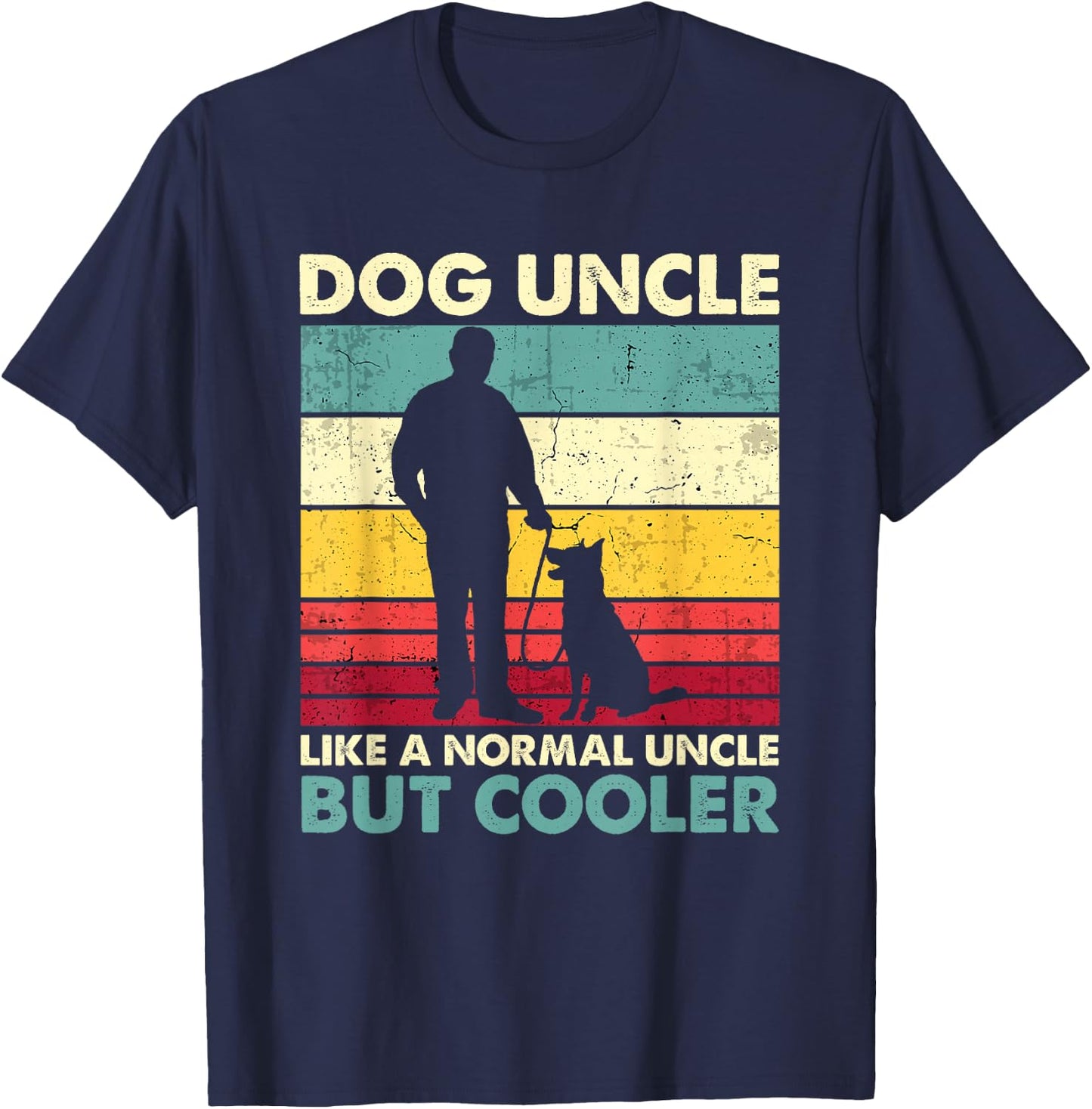 Dog Uncle - Retro Sunset Dog Lover Funny Father's Day T-Shirt - T-Shirt | Navy