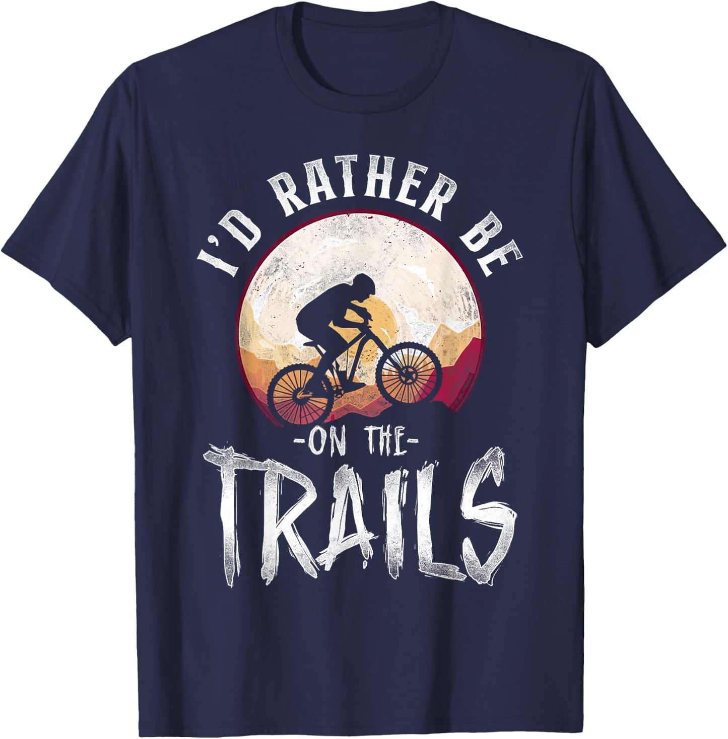 Enduro MTB Mountain Bike Riding Downhill Vintage I'D Rather T-Shirt - T-Shirt | Navy