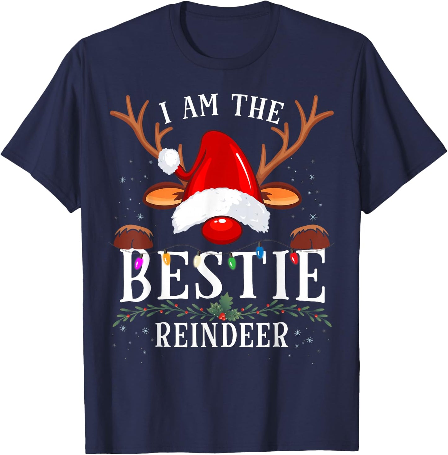 I Am The Bestie Reindeer Christmas Family T-Shirt - T-Shirt | Navy