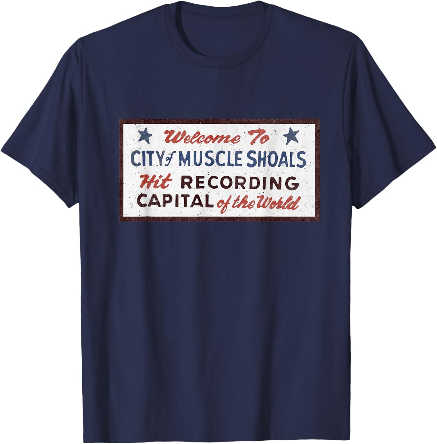 Muscle Shoals Alabama Sign Recording Capital Rock Graphic T-Shirt - T-Shirt | Navy