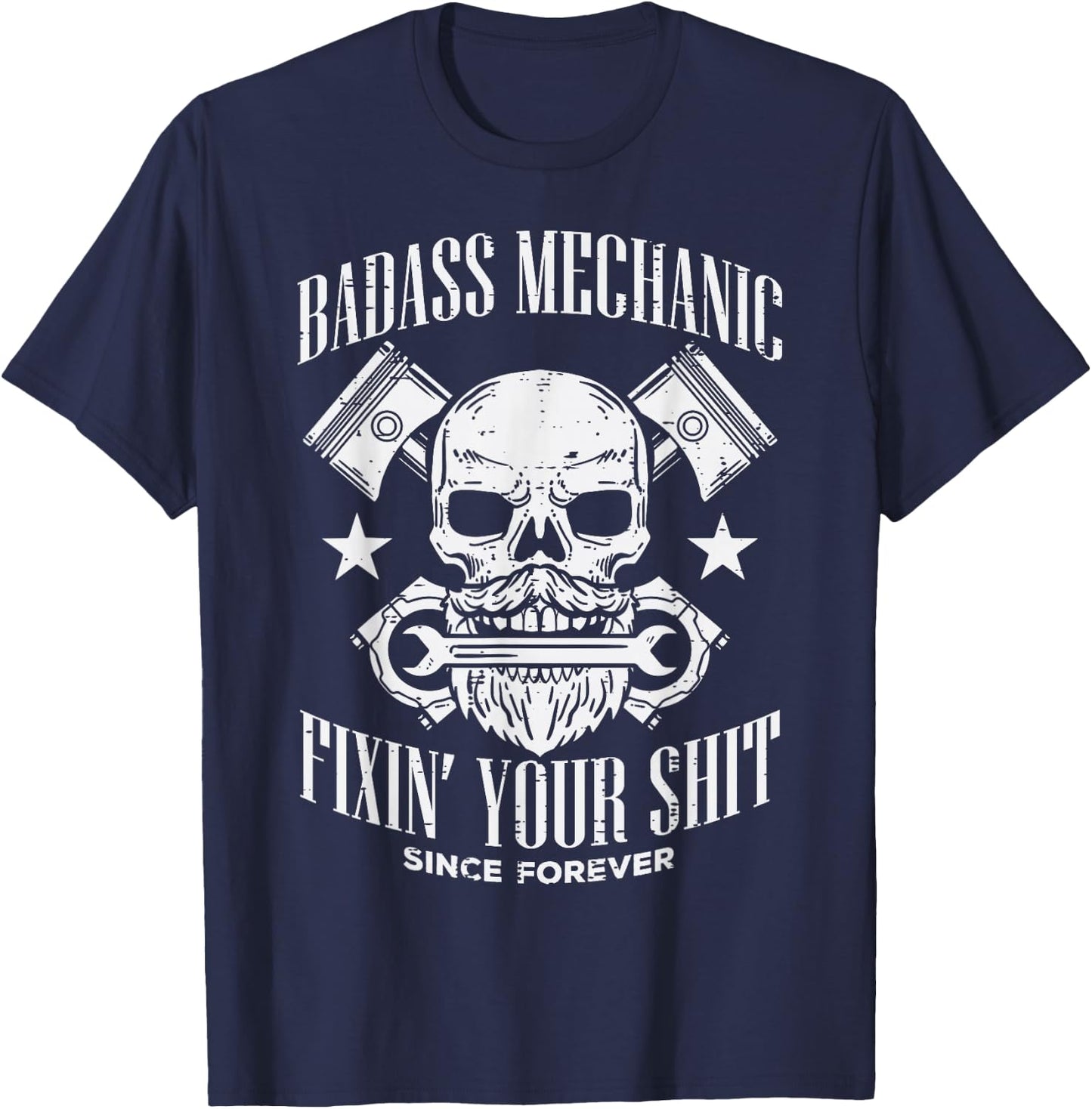 Badass Mechanic Cool Car Auto Mechanic Garage Men Dad T-Shirt - T-Shirt | Navy