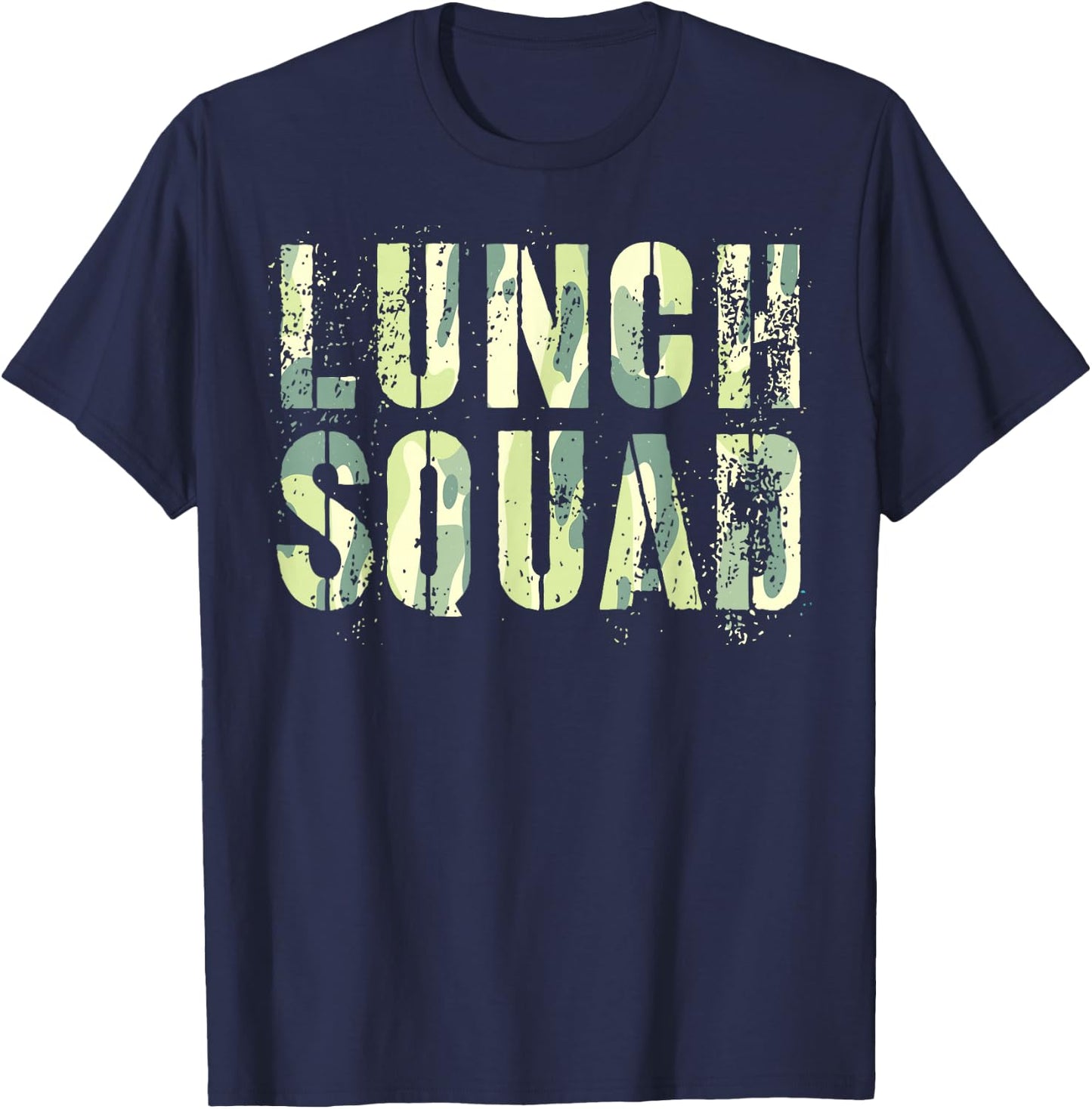 Camo LUNCH SQUAD Vintage School Office Food Service Crew T-Shirt - T-Shirt | Navy