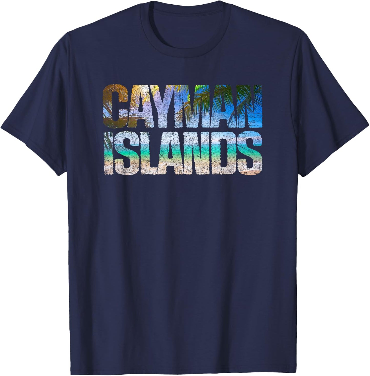 Retro Grand Cayman Islands Beach Vintage Vacation Souvenir T-Shirt - T-Shirt | Navy