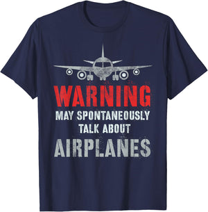 Vintage I May Spontaneously TALK ABOUT AIRPLANES Fly Model T-Shirt - T-Shirt | Navy