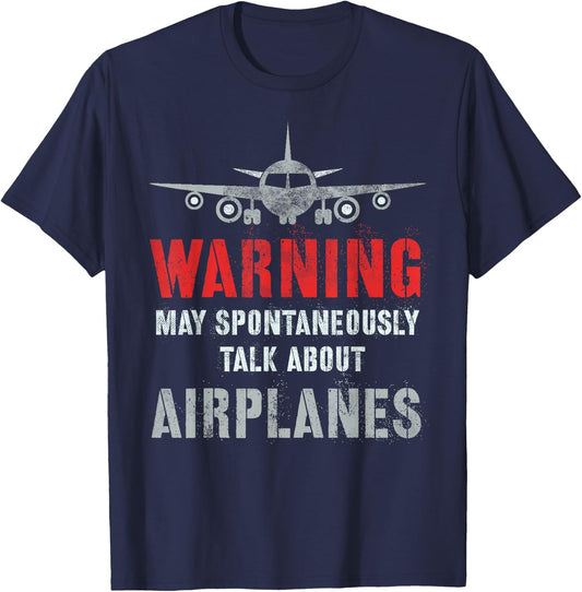 Vintage I May Spontaneously TALK ABOUT AIRPLANES Fly Model T-Shirt - T-Shirt | Navy