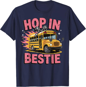 Hop In Bestie Struggle Bus T-Shirt - T-Shirt | Navy