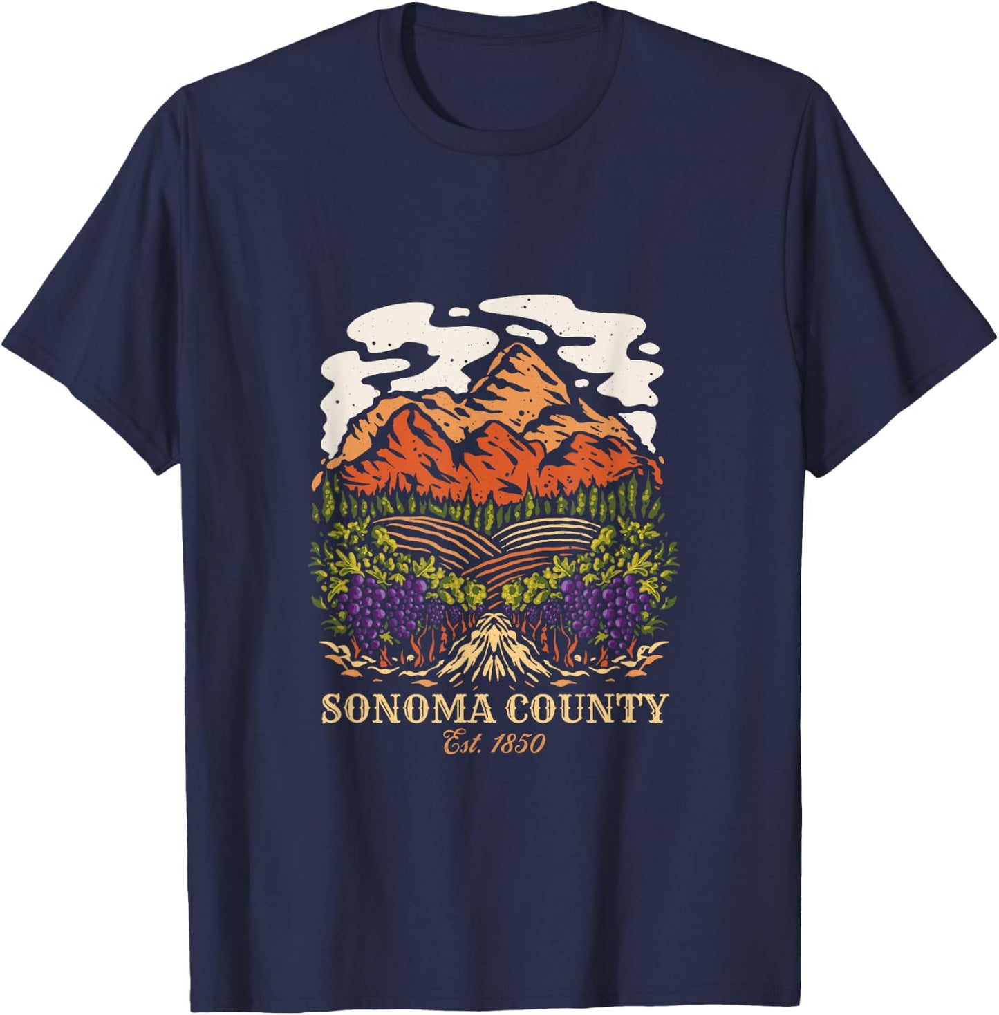 Sonoma County Vineyard California Winery Wine Lover T-Shirt - T-Shirt | Navy