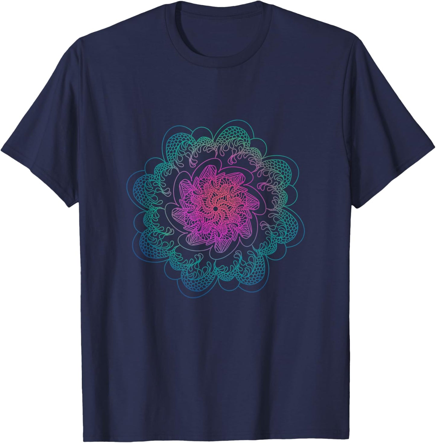 Mandala Dragon Scale Graphic Multi-Colored T-Shirt - T-Shirt | Navy