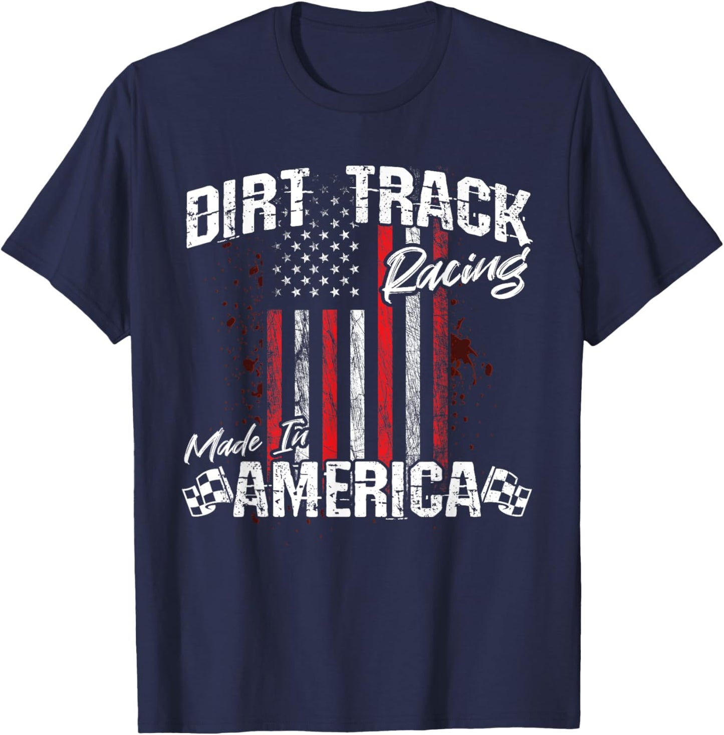 Modified & Sprint Cars - American Flag - Dirt Track Racing Men T-Shirt - T-Shirt | Navy