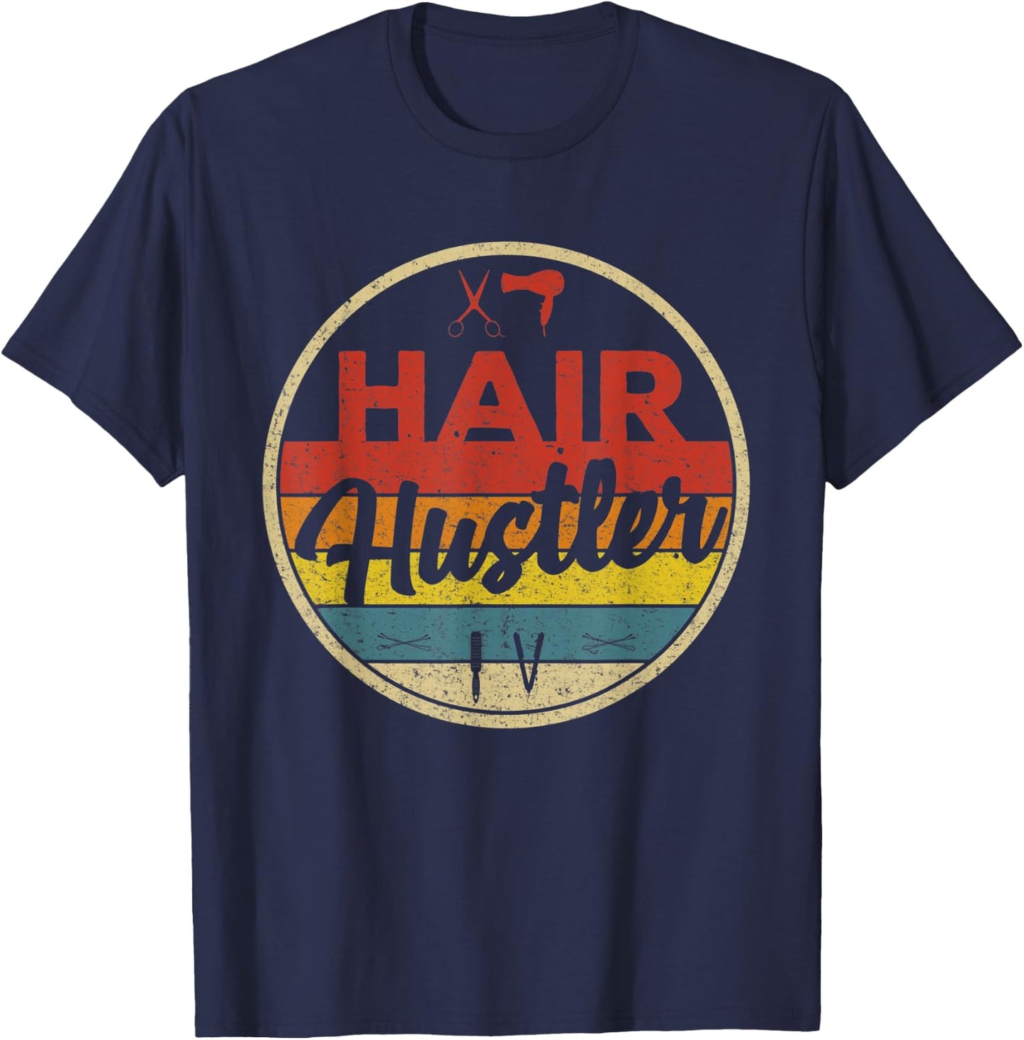 Hair Hustler Vintage Hairstylist Cute Hairdresser T-Shirt - T-Shirt | Navy