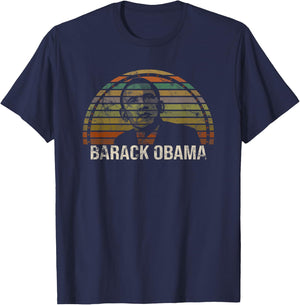 Barack Obama 44th USA President Vintage T-Shirt - T-Shirt | Navy