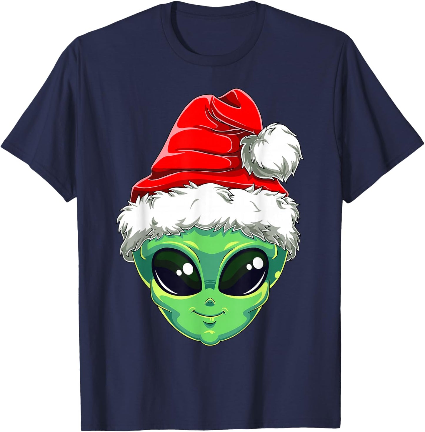 Christmas Alien Santa Costume Funny UFO Santa Hat Xmas Kids T-Shirt - T-Shirt | Navy
