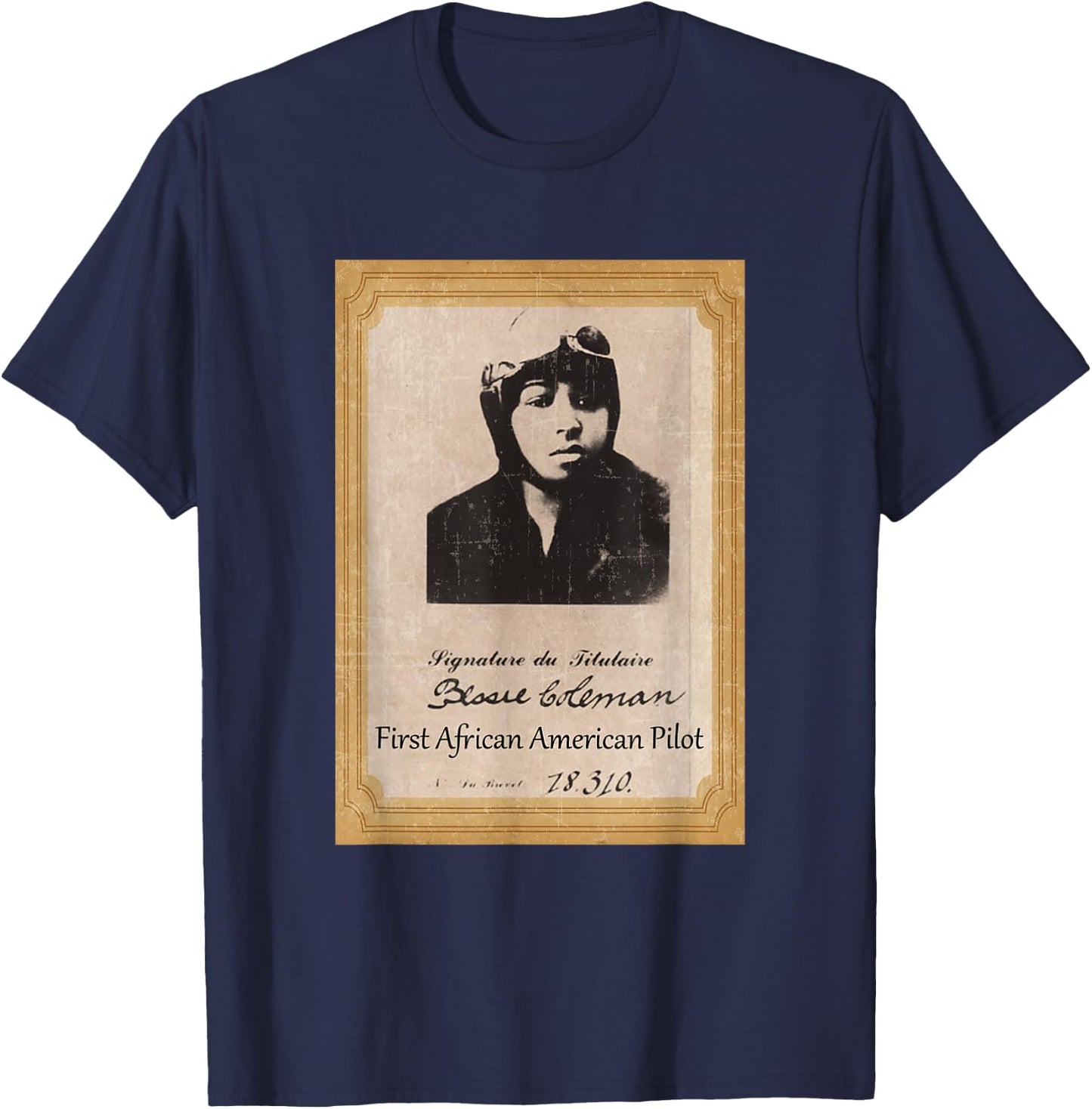 Bessie Coleman First African American Pilot T-Shirt - T-Shirt | Navy