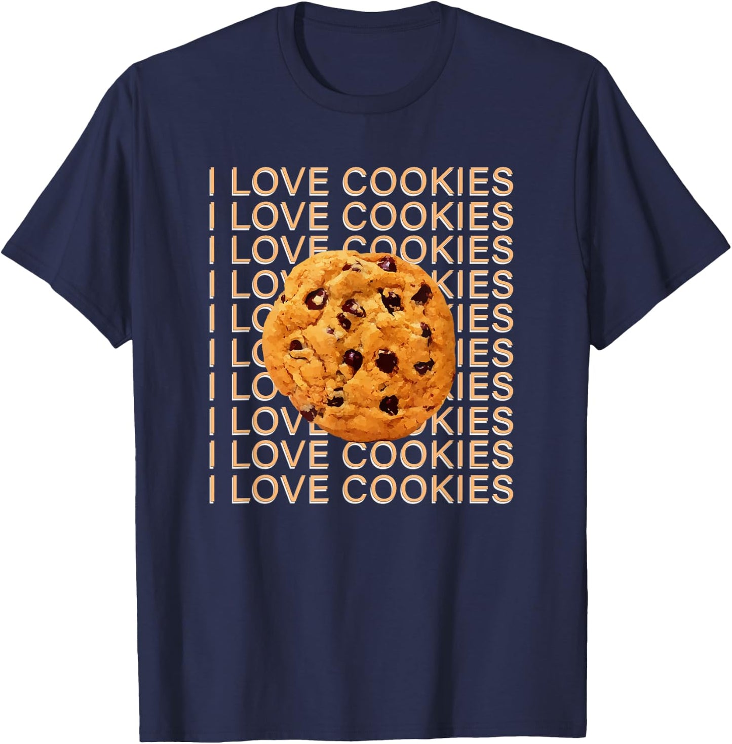I Love Cookies Chocolate Chip Cookie T-Shirt - T-Shirt | Navy