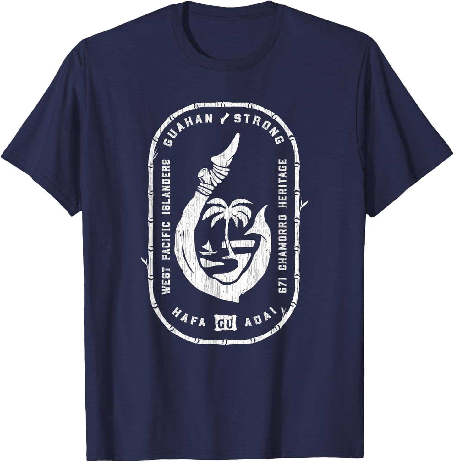 Vintage Chamorro Hook GU Seal - Guam T-Shirt - T-Shirt | Navy