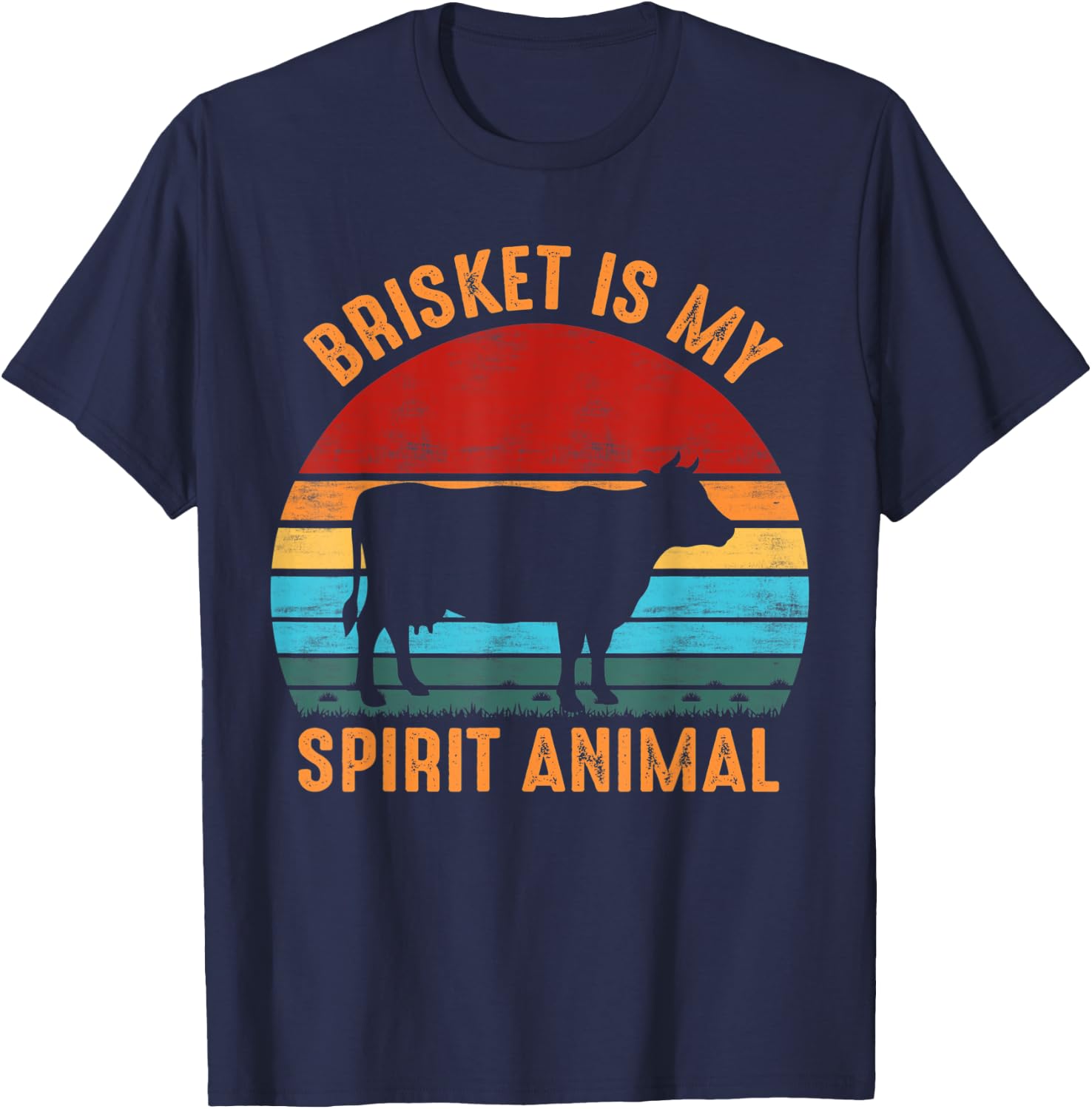 Brisket Is My Spirit Animal Funny Grilling BBQ T-Shirt - T-Shirt | Navy