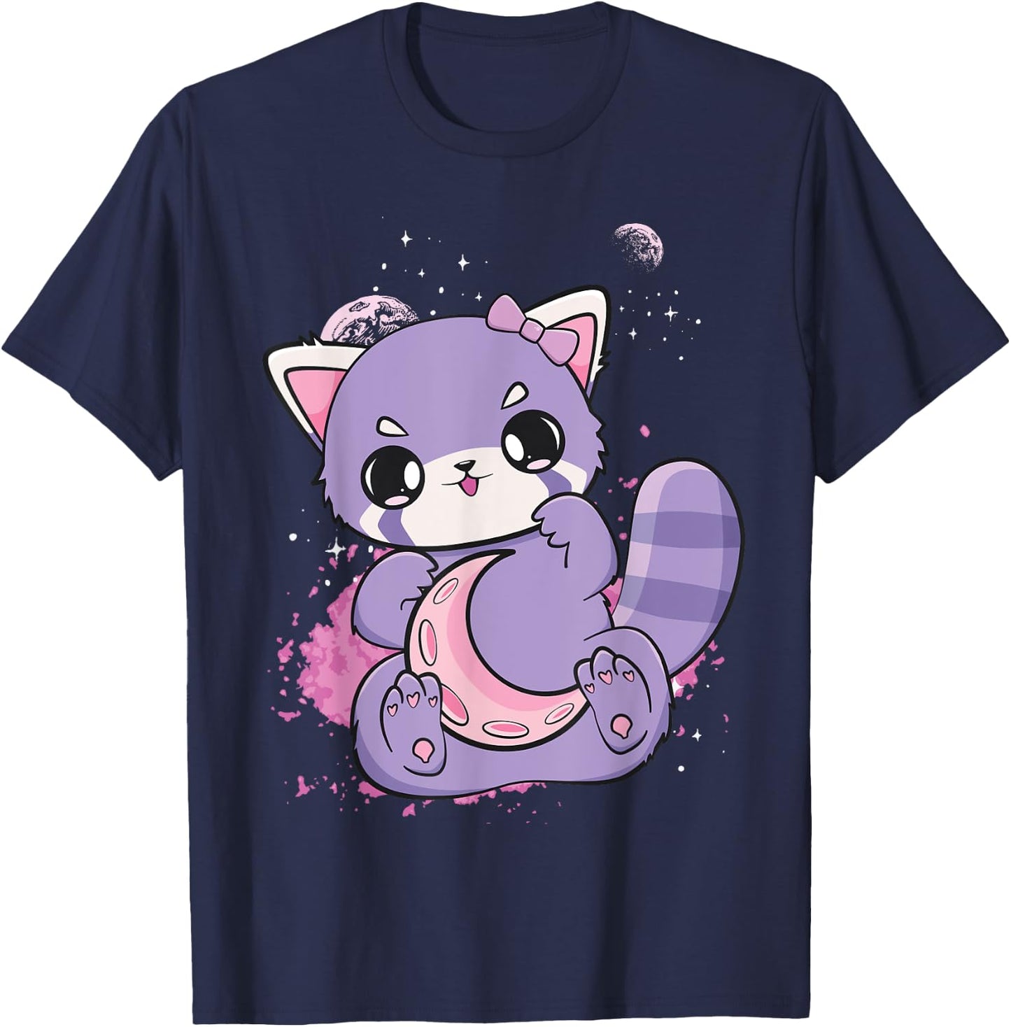 Pink Decora Fairy Kei Red Panda Moon Otaku Anime Nugoth T-Shirt - T-Shirt | Navy