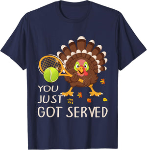 You Just Got Served Funny Turkey Tennis Thanksgiving Tennis T-Shirt - T-Shirt | Navy