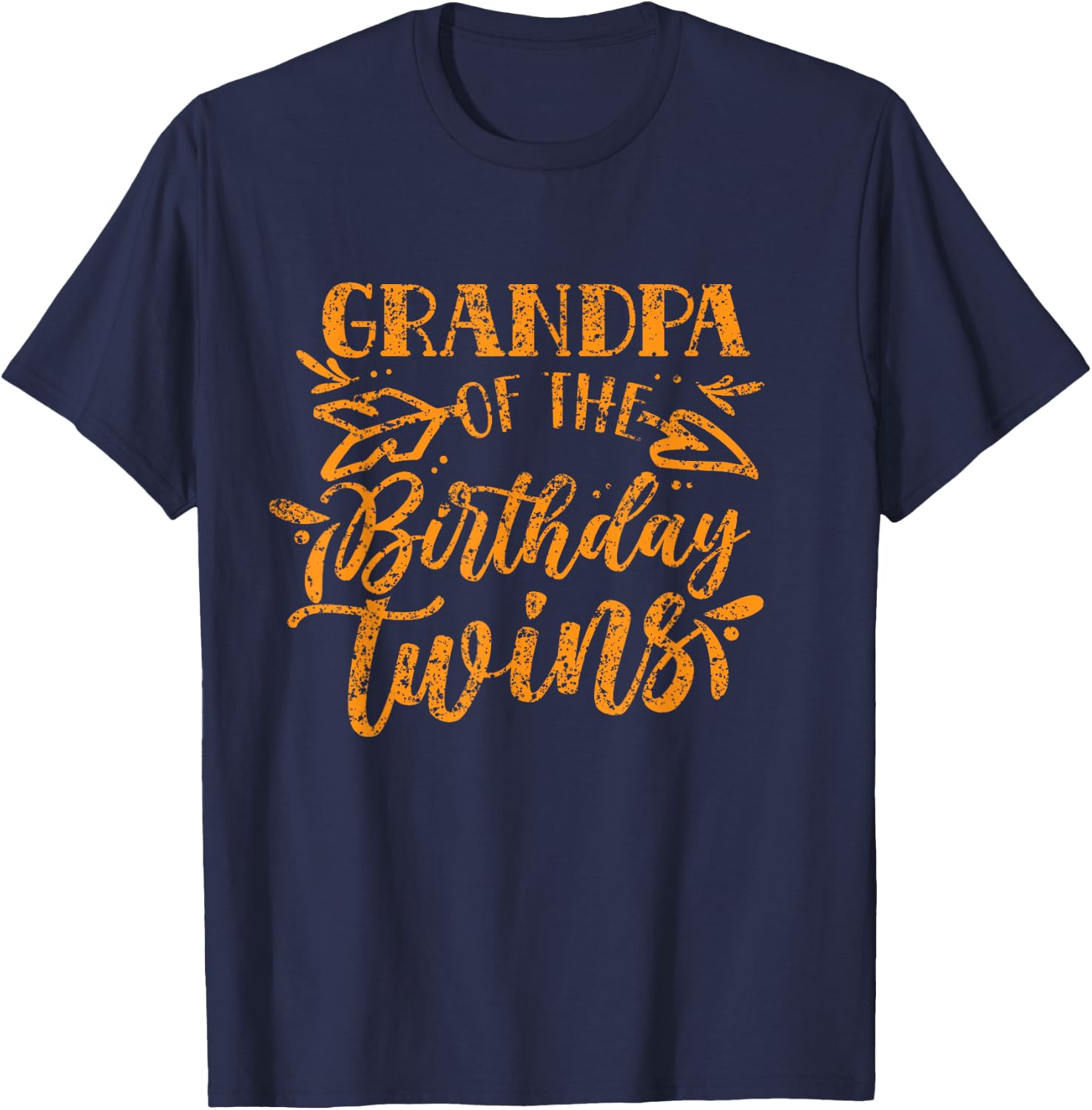 Grandpa Of The Birthday Twins Celebrate Twin Cute Granddad T-Shirt - T-Shirt | Navy