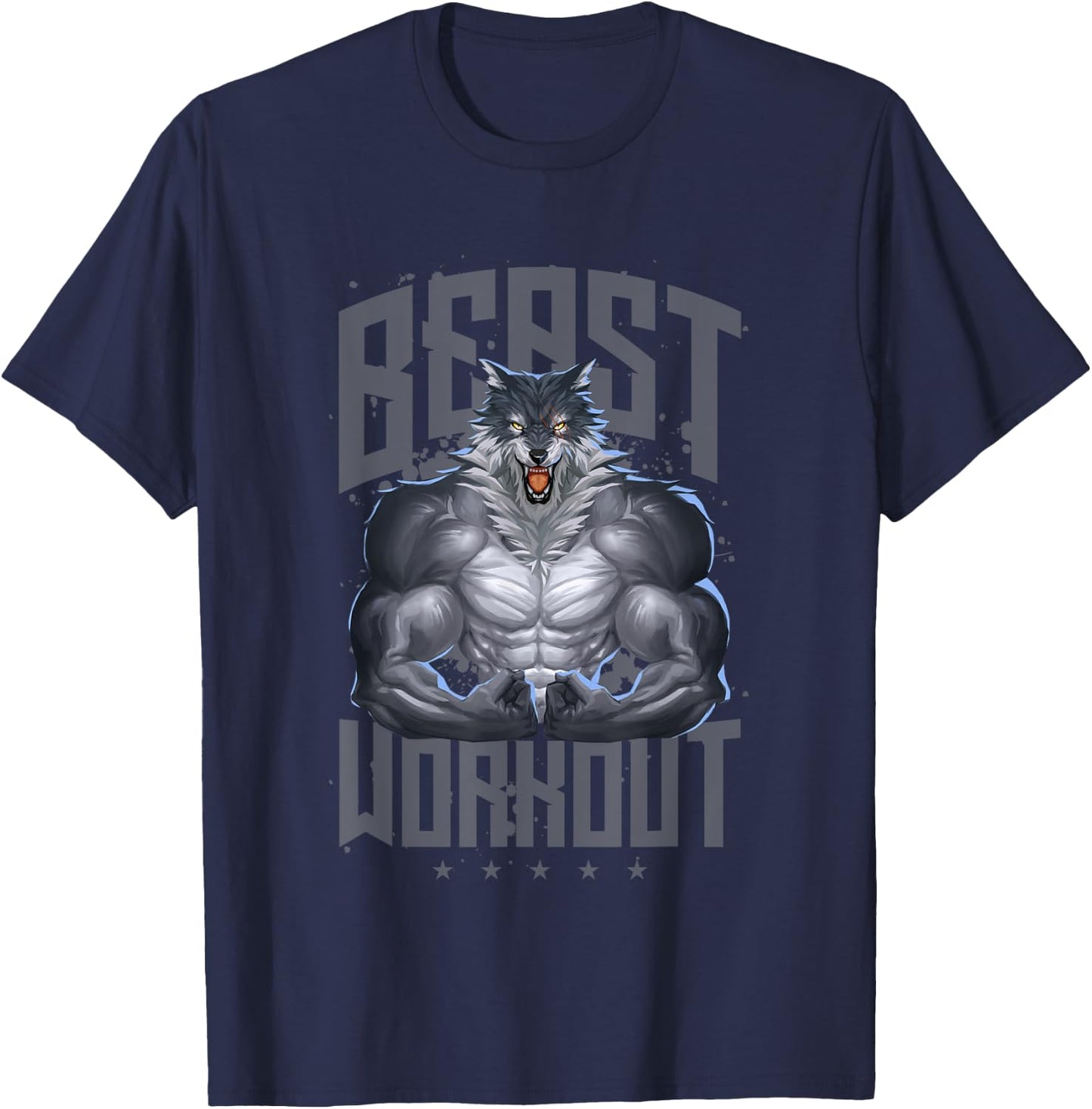 Wolf Workout Beast | Gym Fitness Bodybuilding Muscles T-Shirt - T-Shirt | Navy