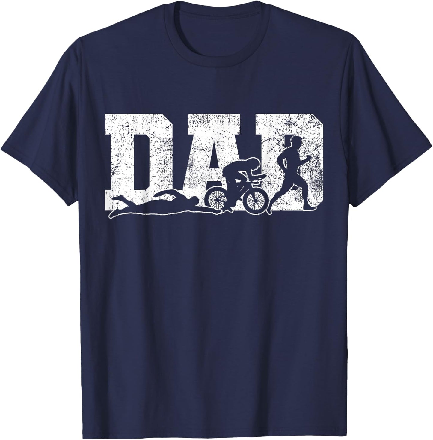 Triathlon Dad Swim Bike Run Father's Day T-Shirt - T-Shirt | Navy