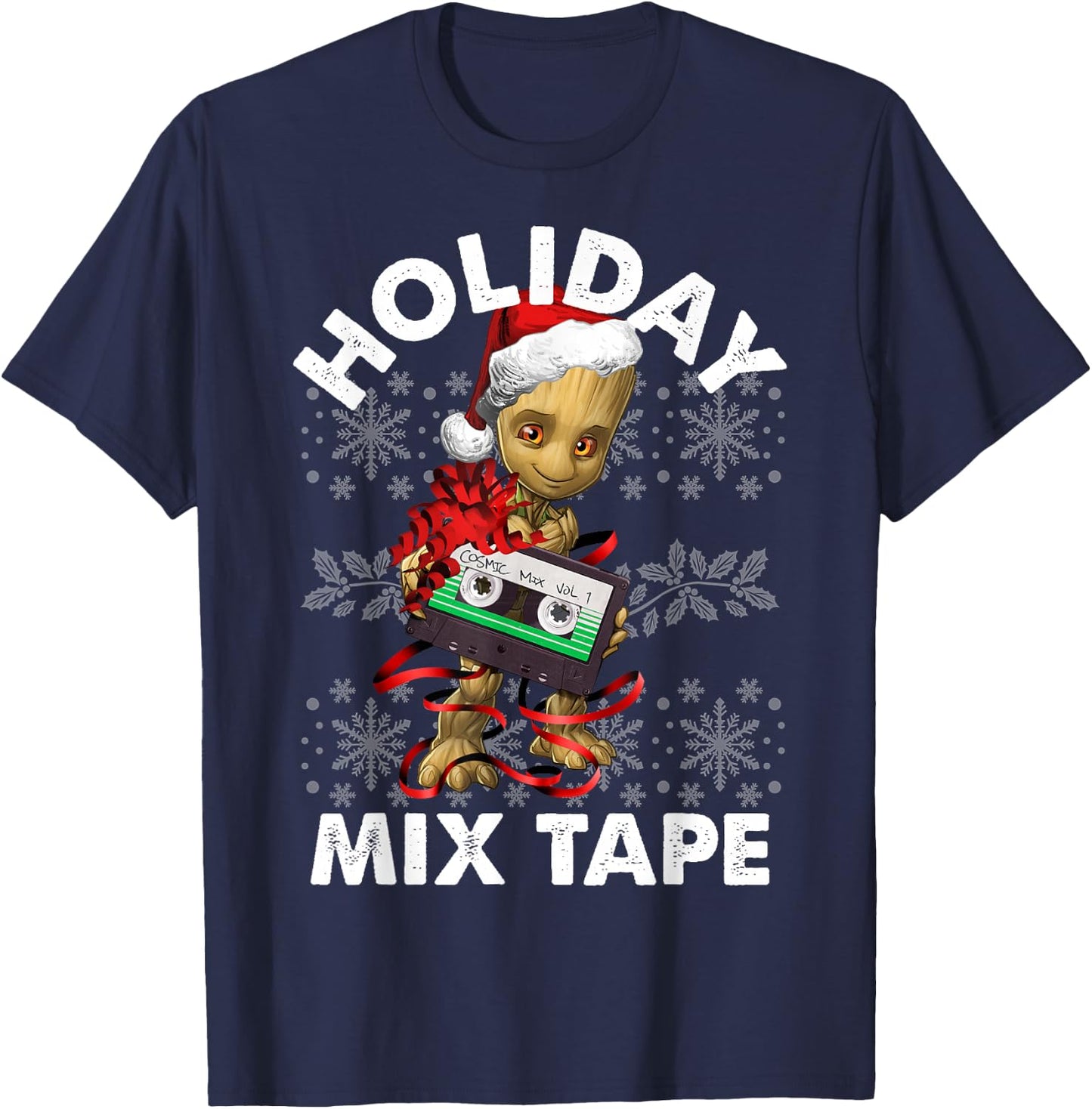 Marvel Guardians of The Galaxy Groot Mix Tape Christmas T-Shirt - T-Shirt | Navy