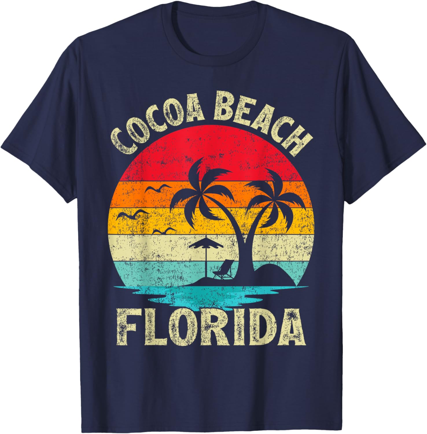 Family Vacation Vintage Retro Florida Cocoa Beach Women Kids T-Shirt - T-Shirt | Navy