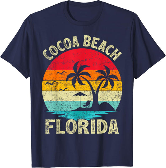 Family Vacation Vintage Retro Florida Cocoa Beach Women Kids T-Shirt - T-Shirt | Navy