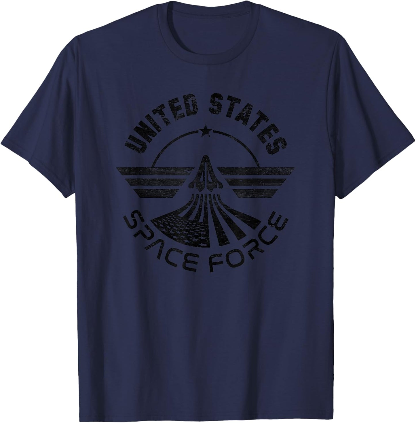 United States Space Force Logo (blk-Aged) T-Shirt - T-Shirt | Navy