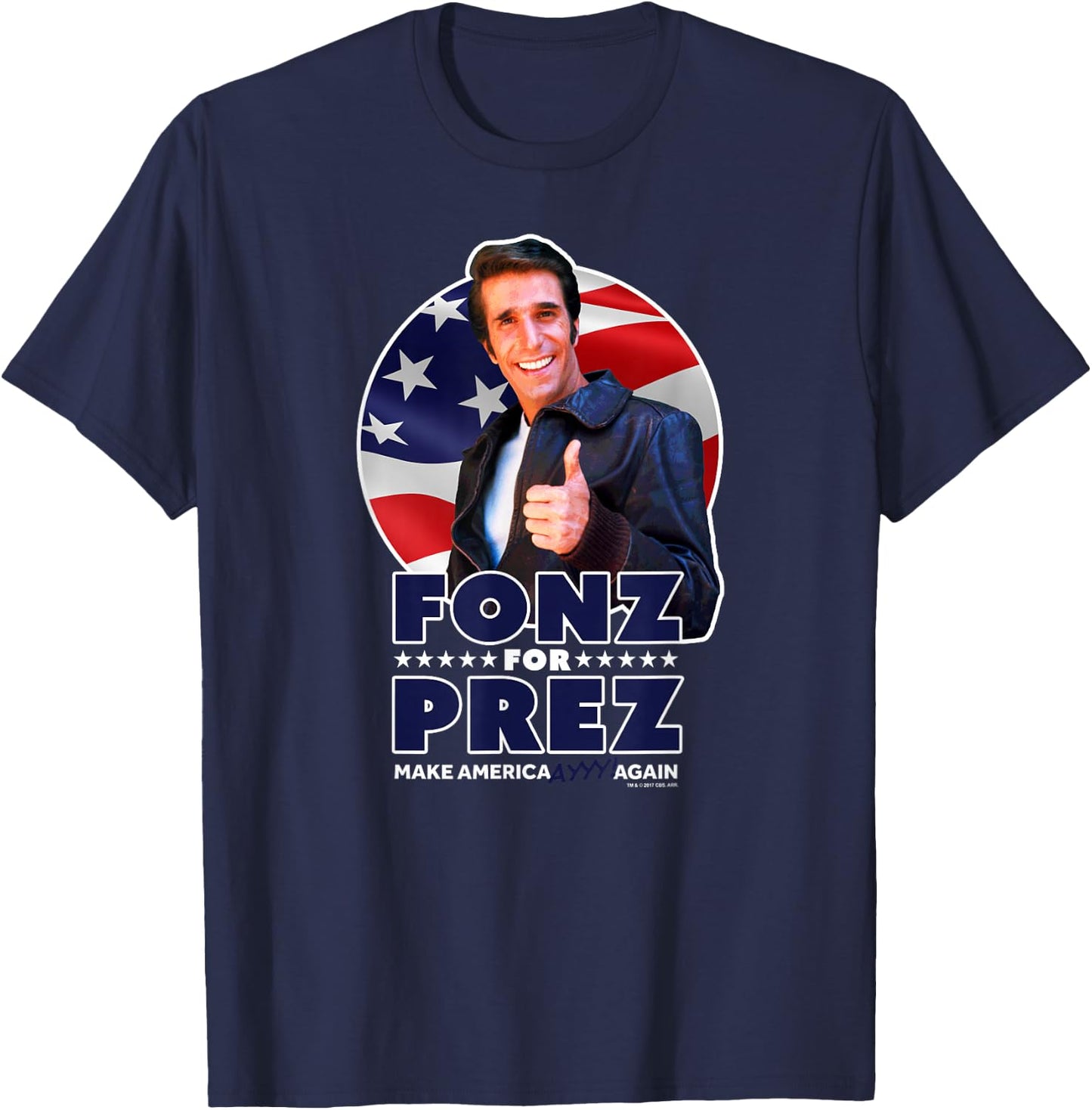Happy Days Fonz For Prez T-Shirt - T-Shirt | Navy