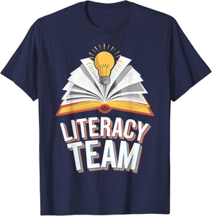 Literacy Team Teacher T-Shirt - T-Shirt | Navy