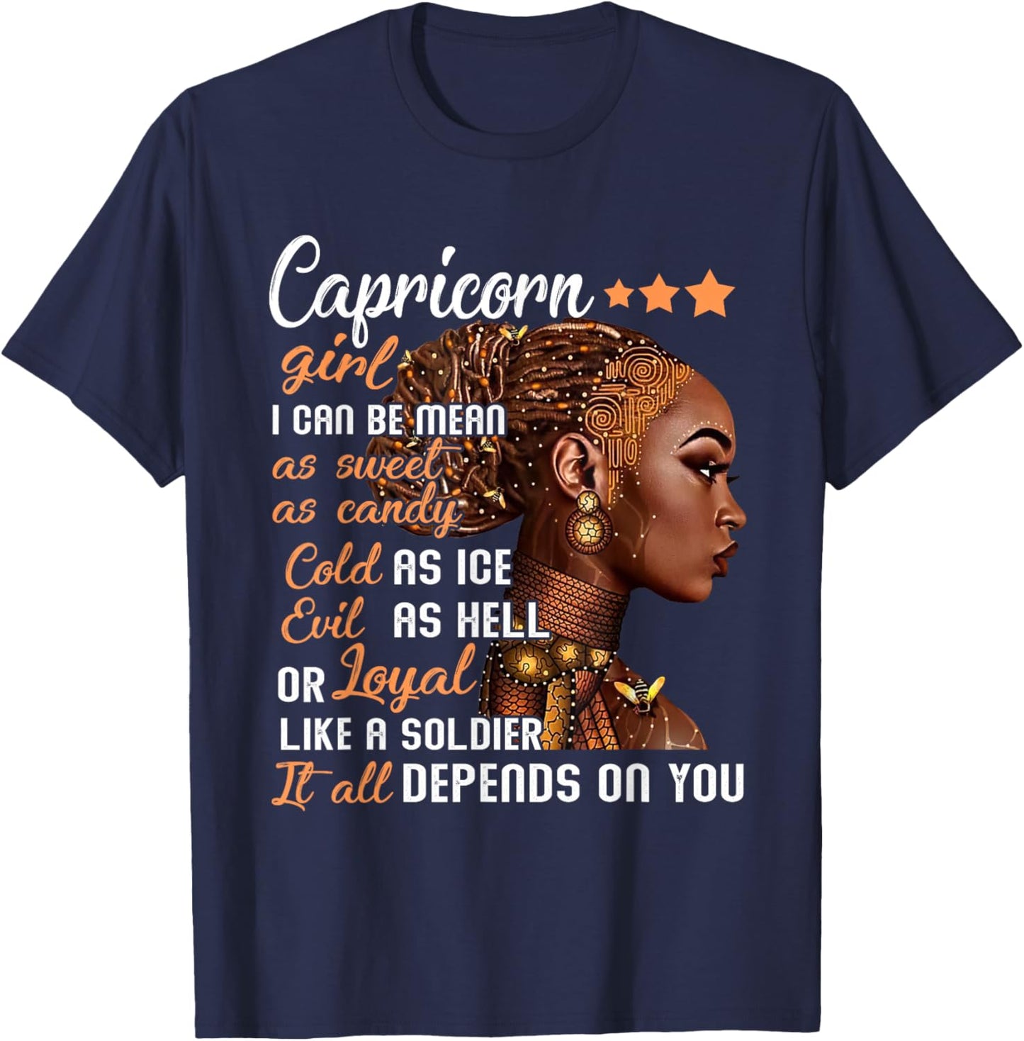 Birthday Gift Capricorn Girl December or January Women T-Shirt - T-Shirt | Navy