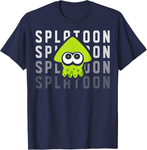 Nintendo Splatoon Gradient Green Squid Graphic T-Shirt - T-Shirt | Navy