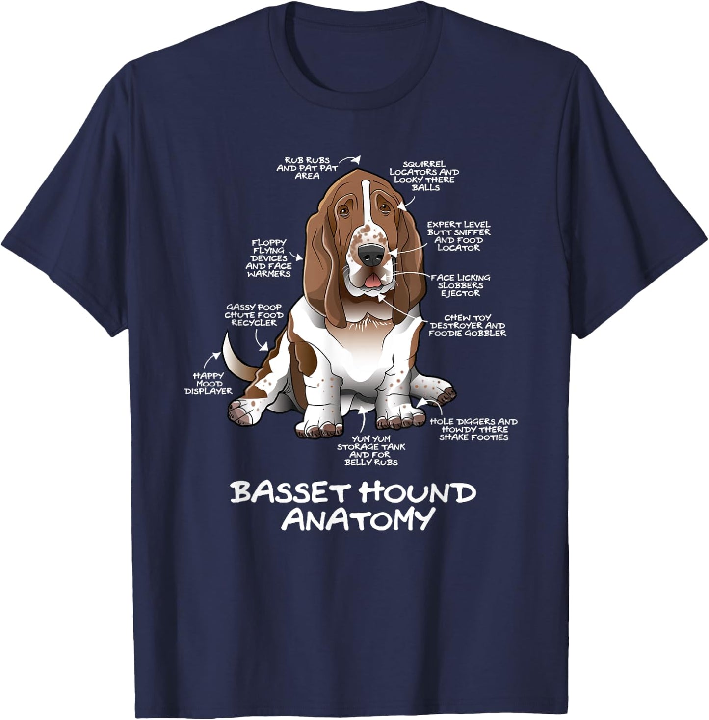 Funny Cute Basset Hound Anatomy Dog Biology Women T-Shirt - T-Shirt | Navy