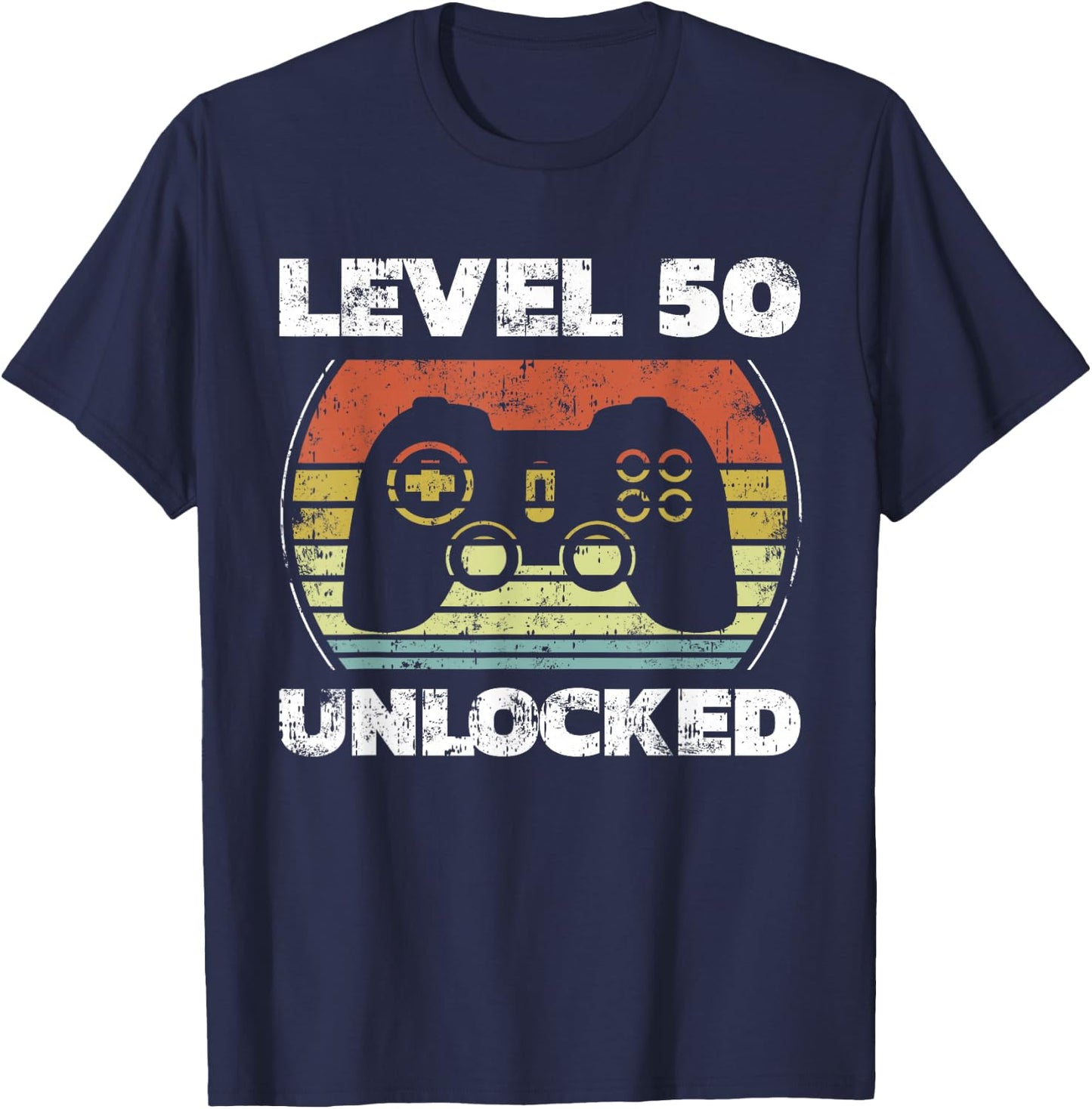 Level 50 Unlocked Funny Video Gamer 50th Birthday T-Shirt - T-Shirt | Navy