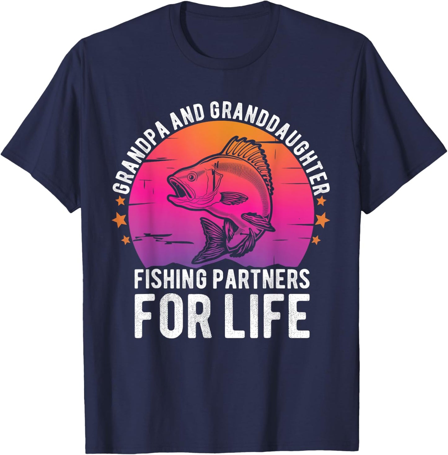 Grandpa and Granddaughter Fishing Partners For Life Fishing T-Shirt - T-Shirt | Navy