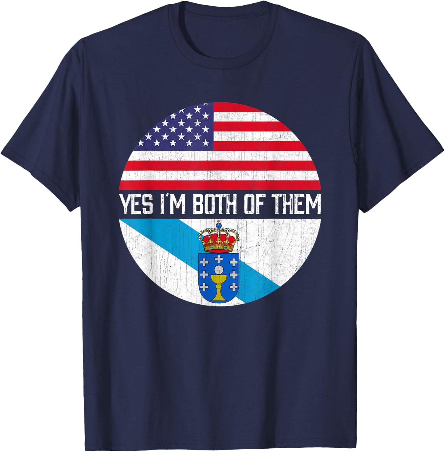 Half American Half Galician USA Flag Family Heritage Kids Men T-Shirt - T-Shirt | Navy