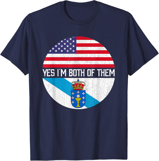 Half American Half Galician USA Flag Family Heritage Kids Men T-Shirt - T-Shirt | Navy