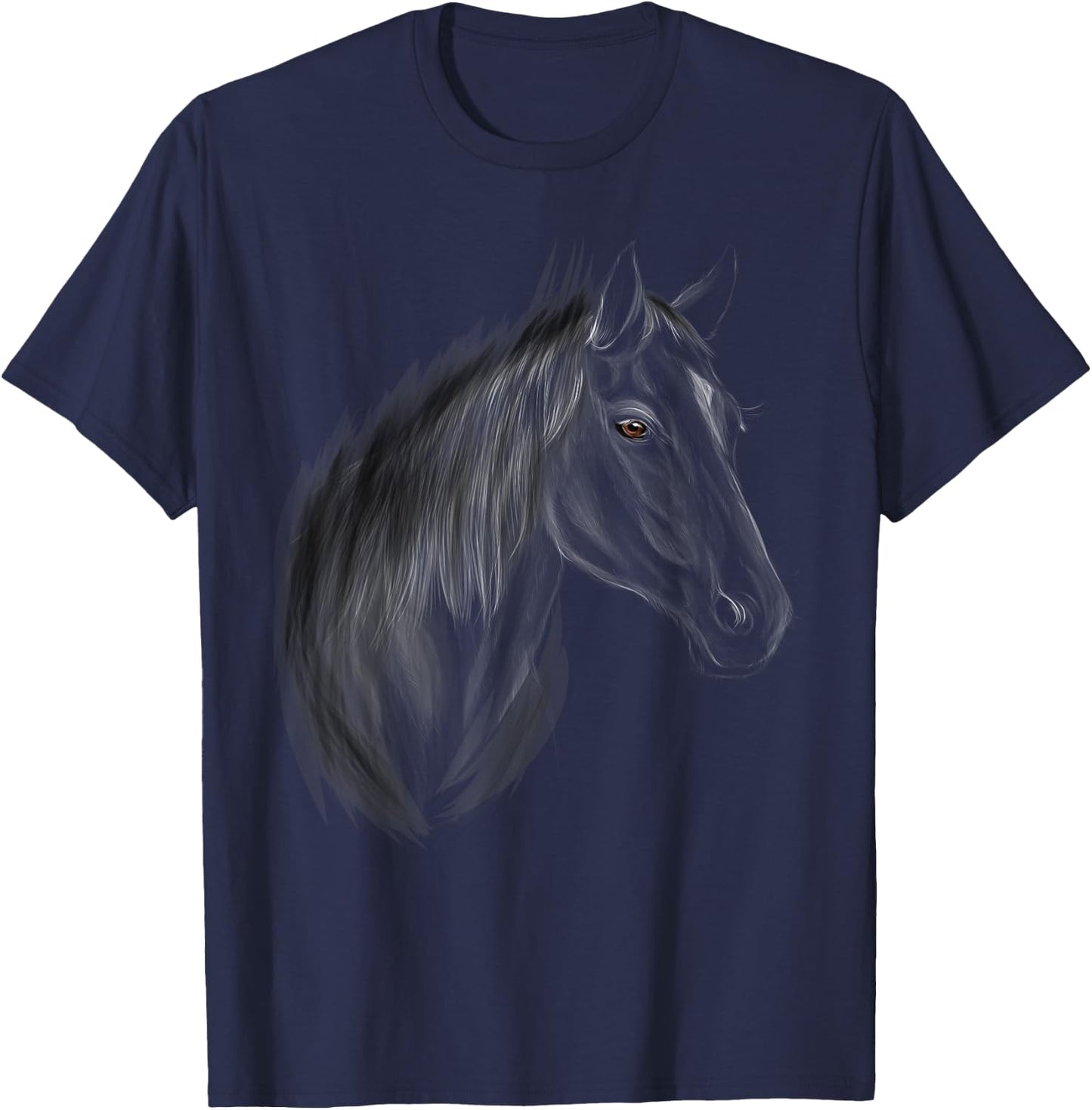 Horse Horses Black Stallion T-Shirt - T-Shirt | Navy