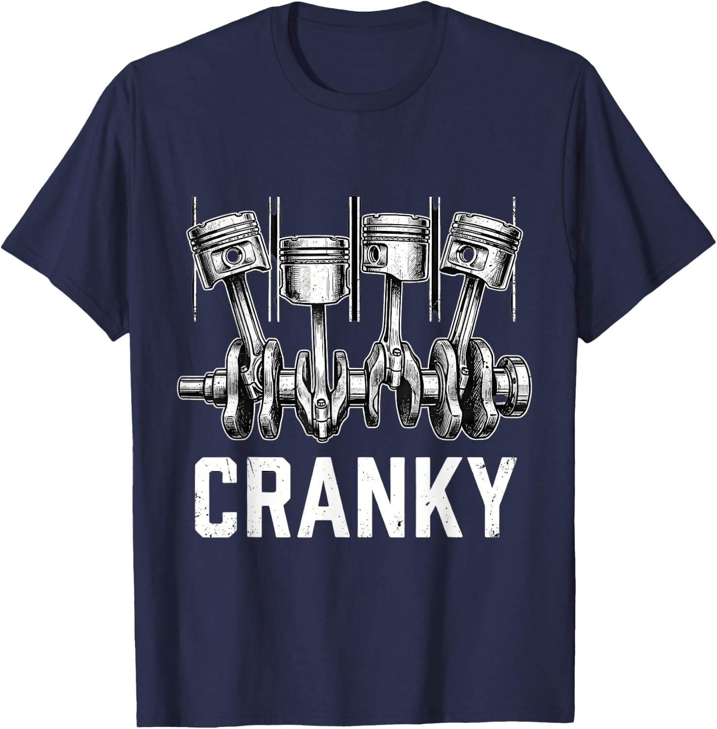 Cranky Car Engine Crankshaft Funny Car Mechanics T-Shirt - T-Shirt | Navy