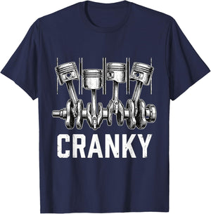 Cranky Car Engine Crankshaft Funny Car Mechanics T-Shirt - T-Shirt | Navy